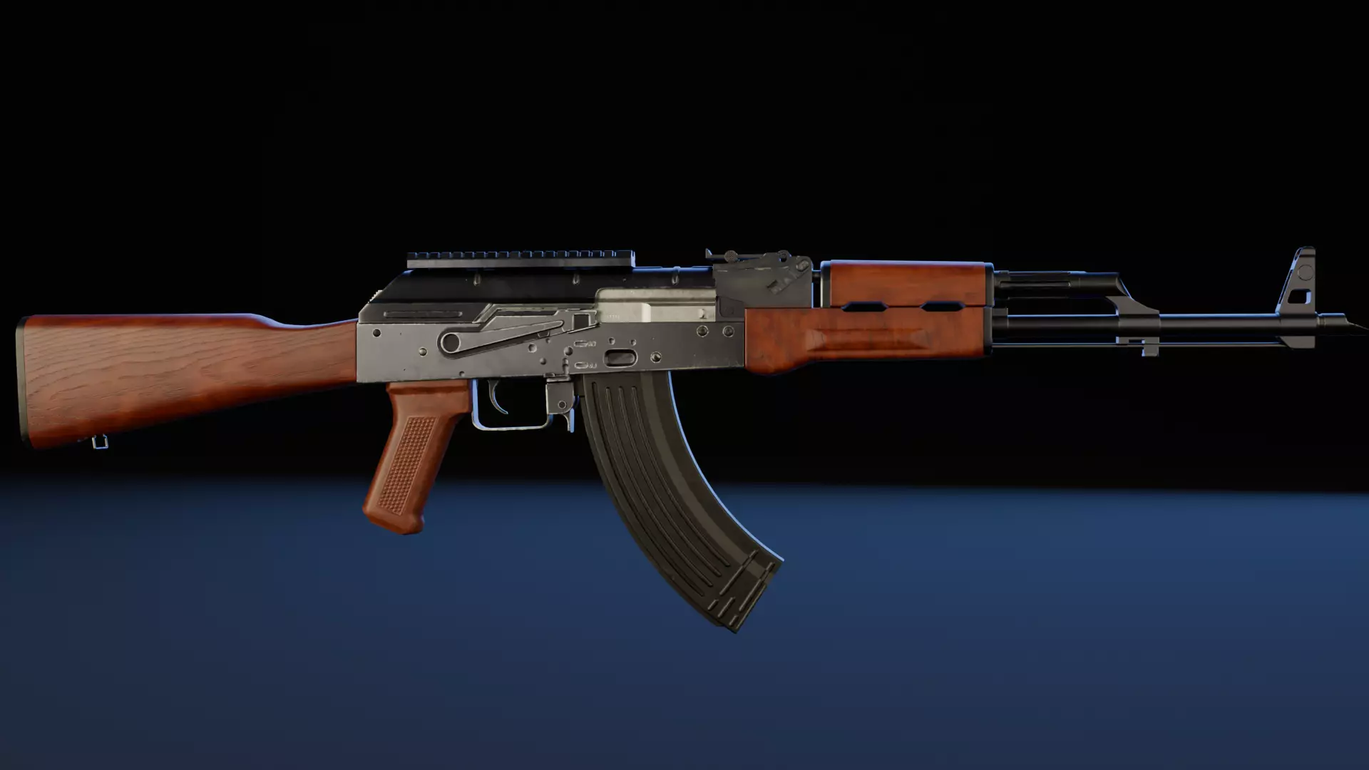 AK47 classic Low-poly 3D model_0