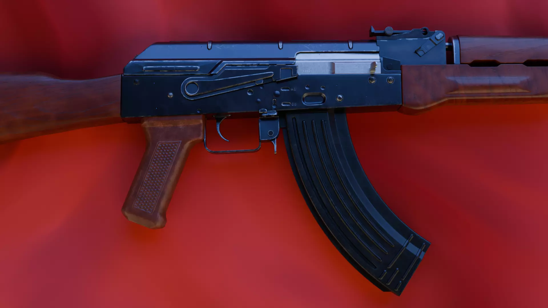 AK47 classic Low-poly 3D model_12