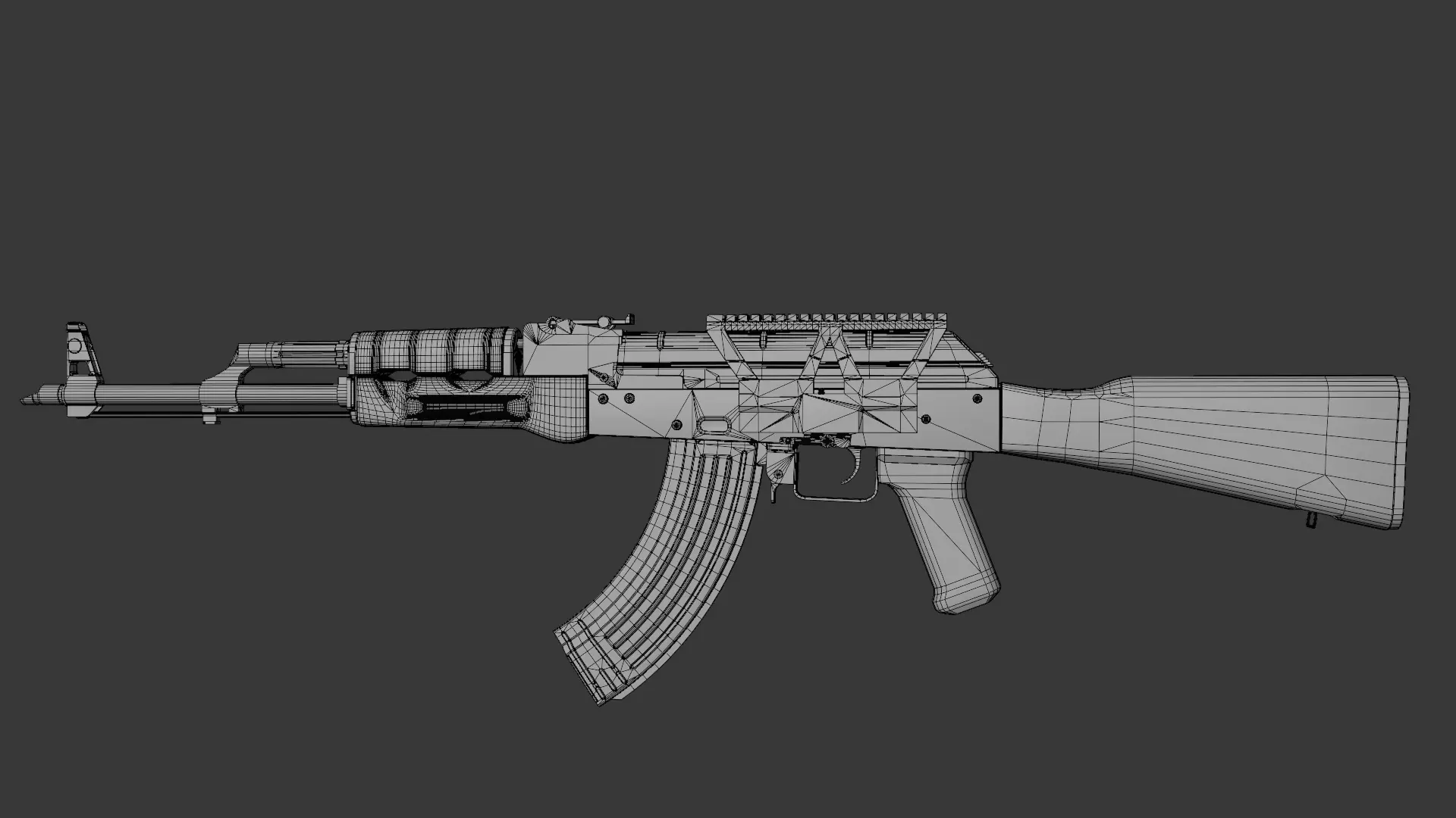 AK47 classic Low-poly 3D model_7