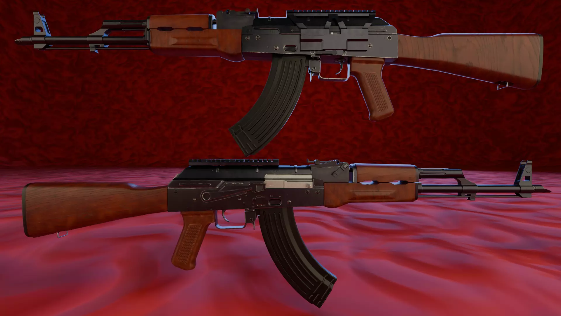 AK47 classic Low-poly 3D model_2