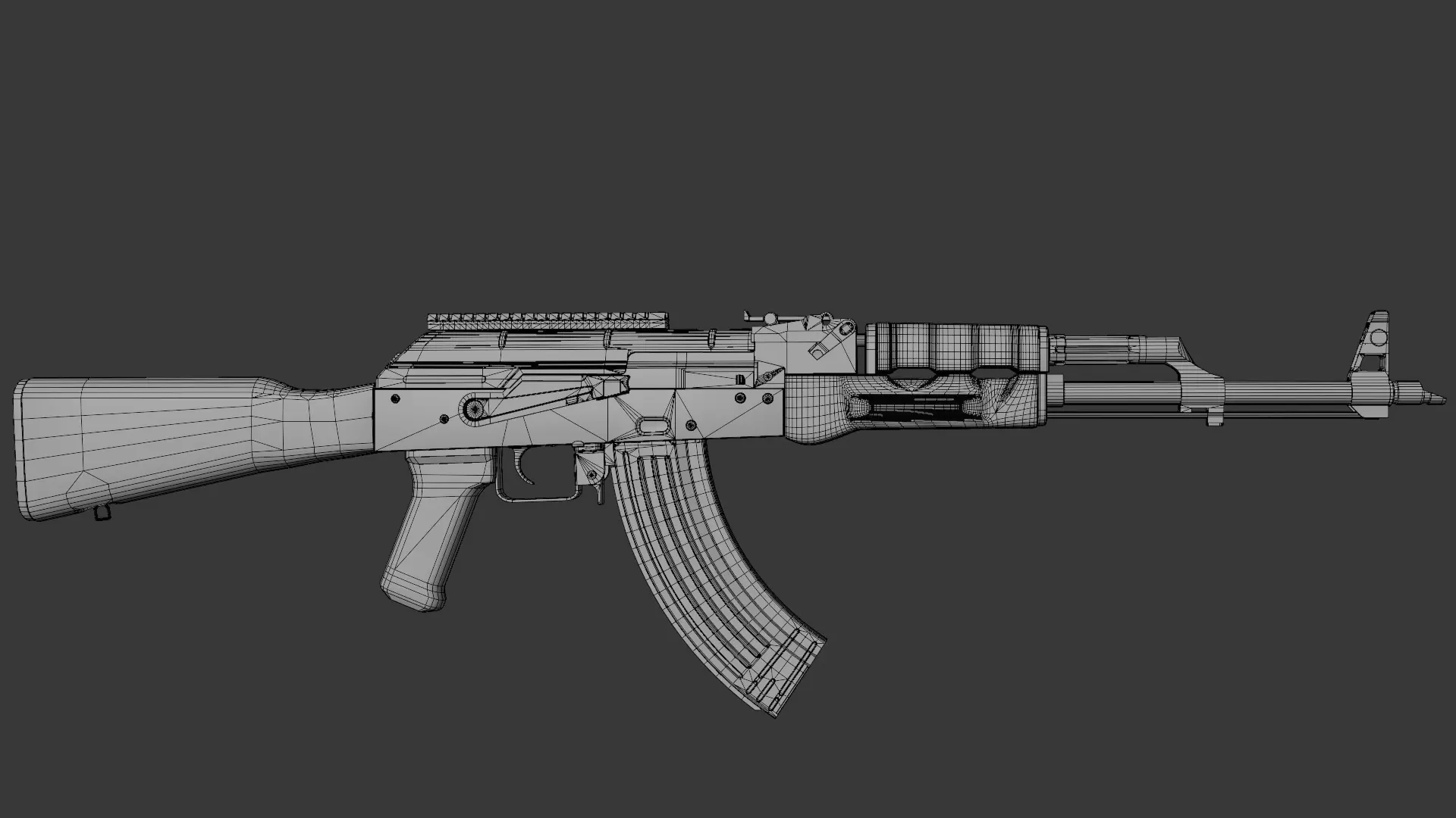 AK47 classic Low-poly 3D model_5