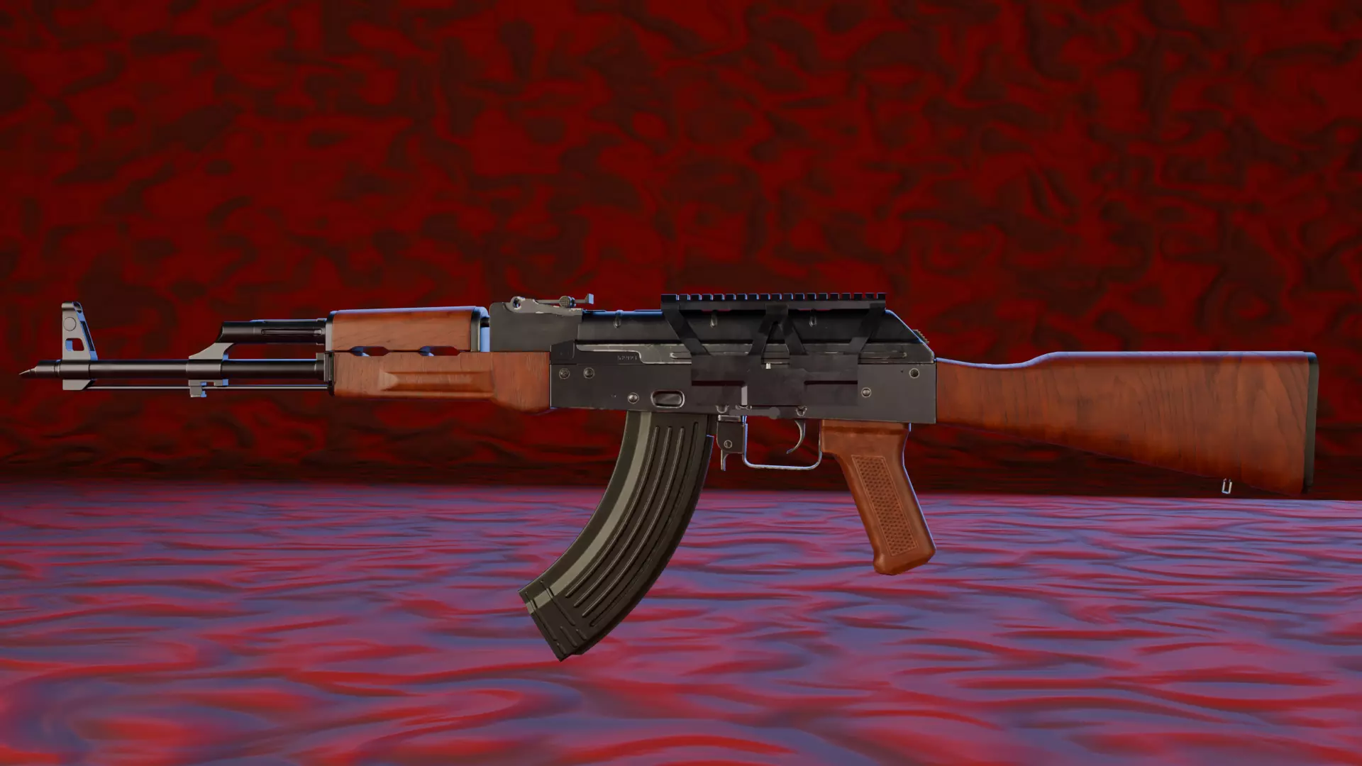 AK47 classic Low-poly 3D model_4