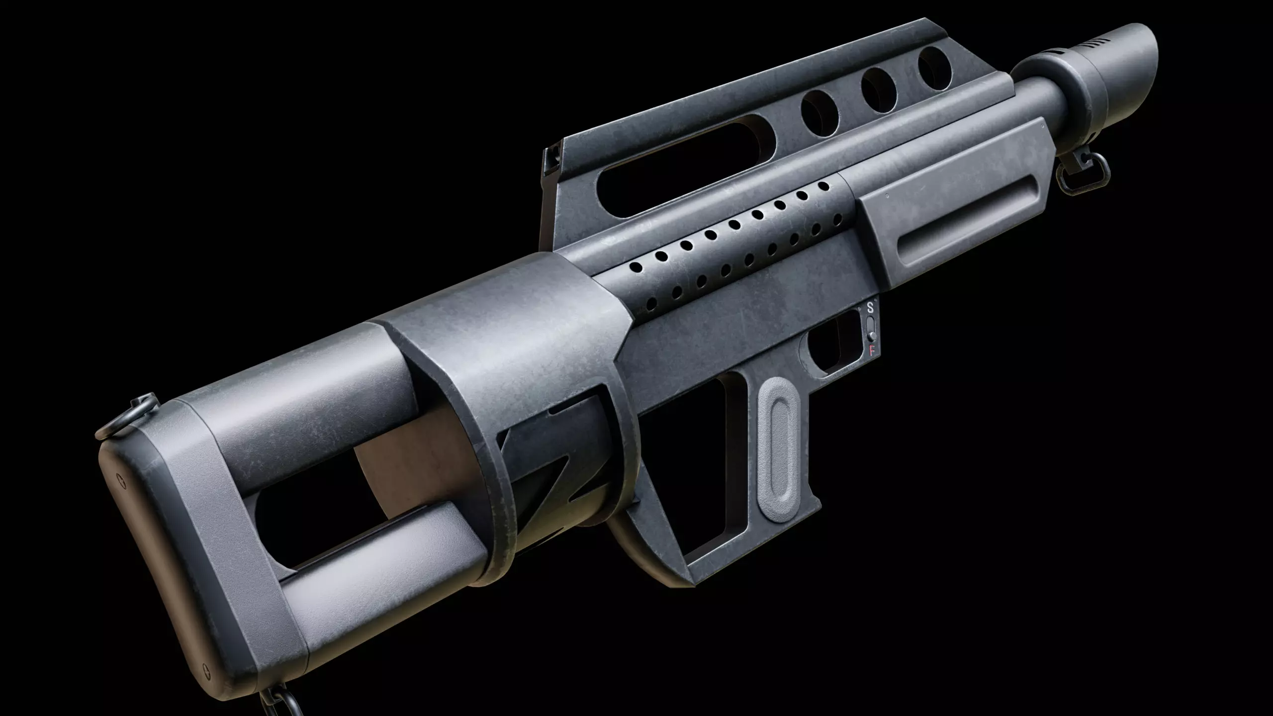 Pancor Jackhammer MK4 shotgun Low-poly 3D model_11