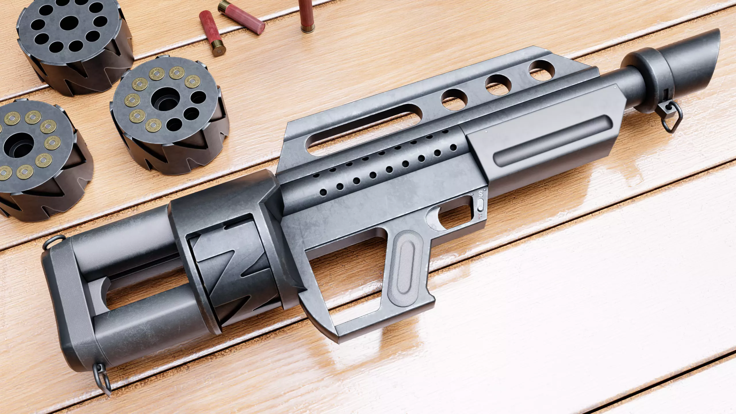 Pancor Jackhammer MK4 shotgun Low-poly 3D model_0