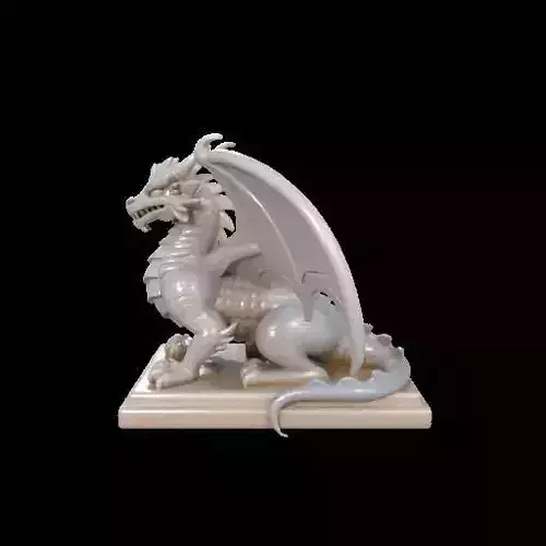 2048  Menacing Fairytale Dragon in Ivory   magic