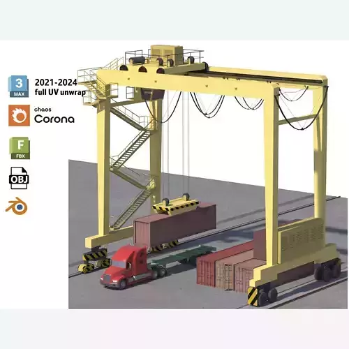 Location scene Crane load container to track