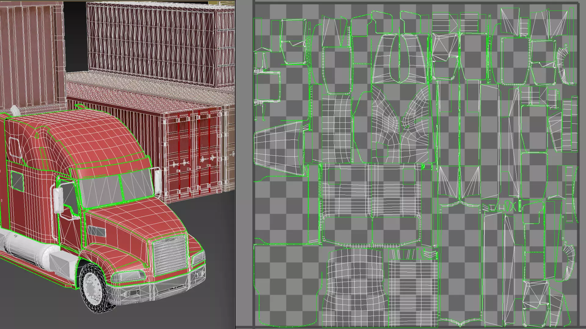 Location scene Crane load container to track Low-poly 3D model_15
