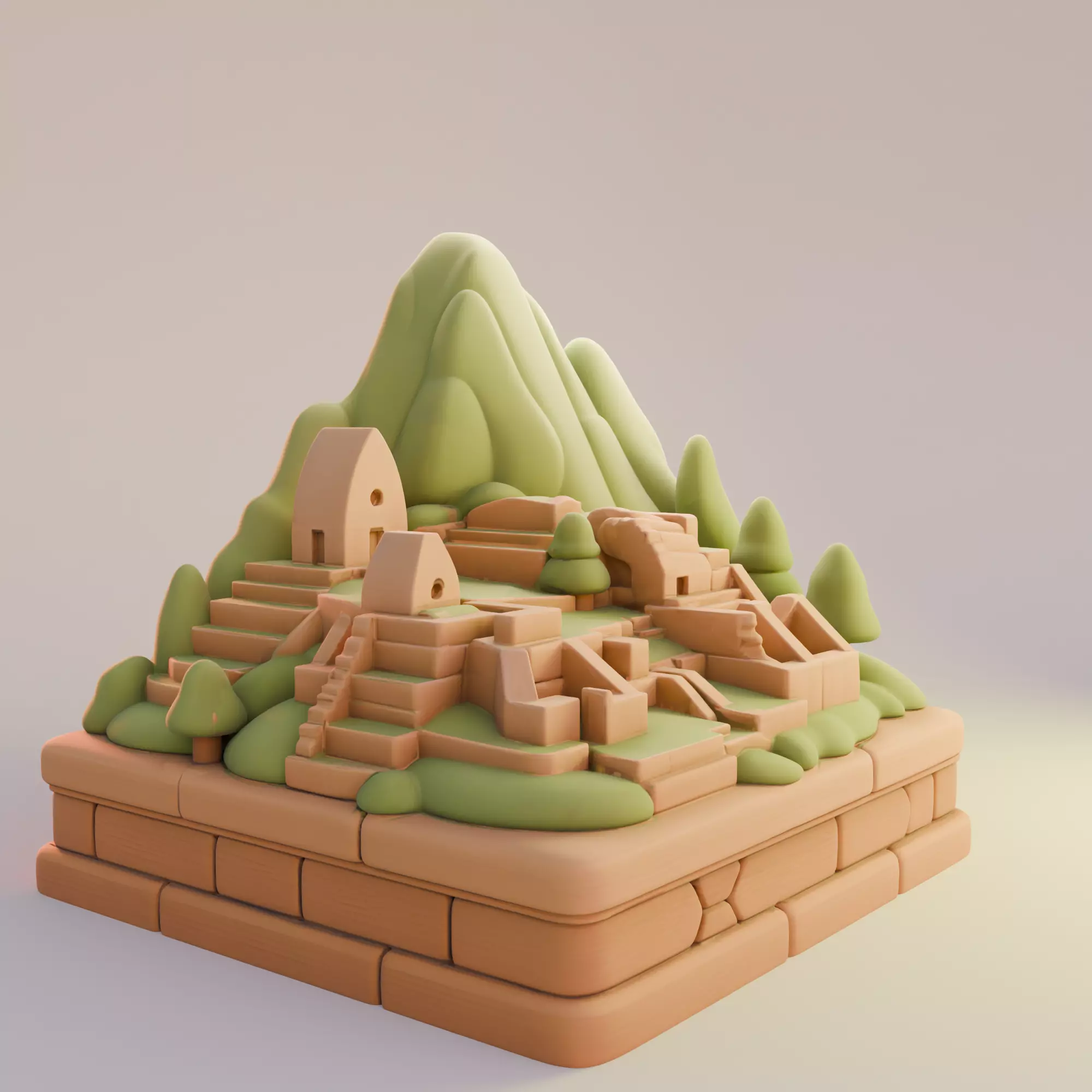 Machu Picchu Cartoon Decorative Sculpture of the Inca Wonder 3D print model_1