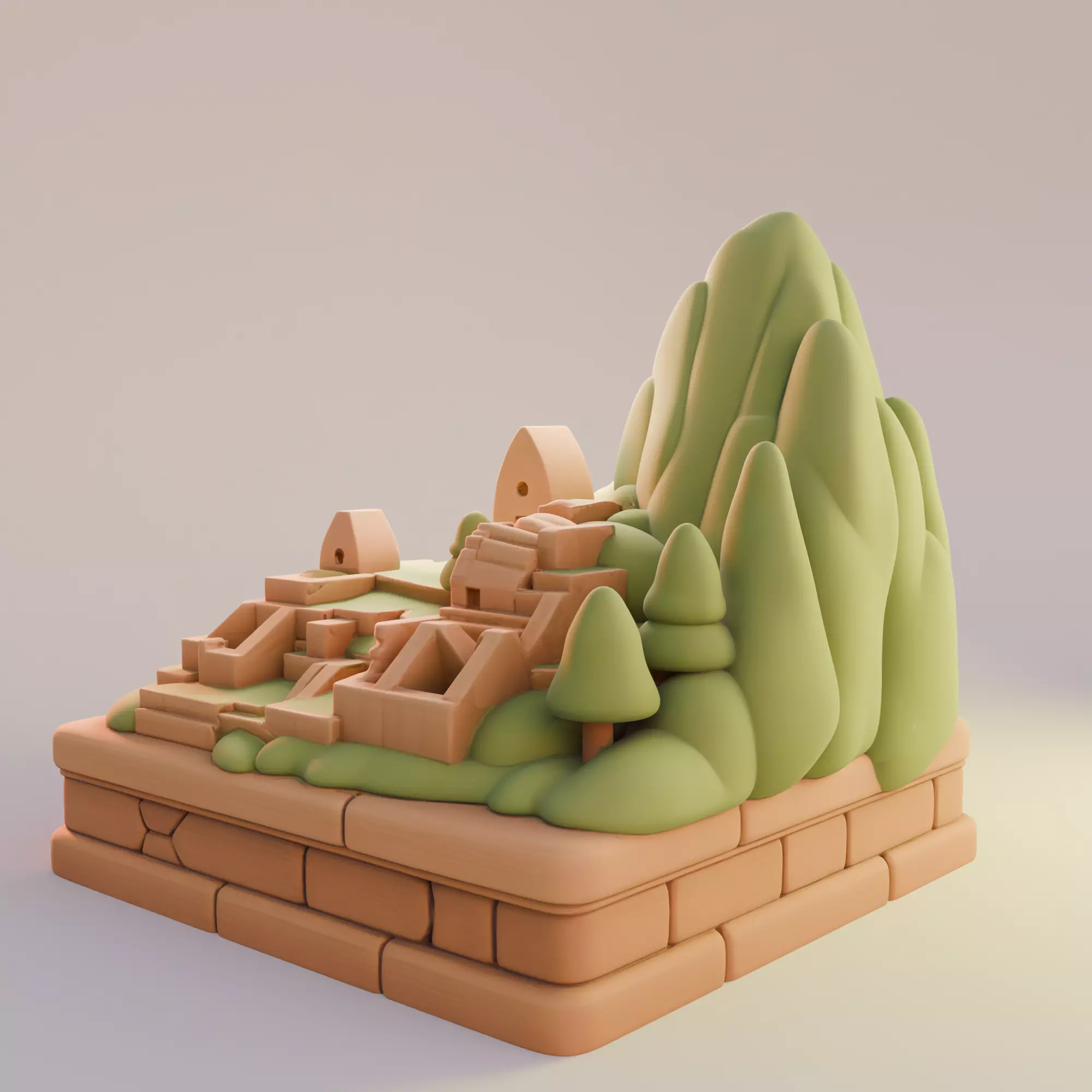 Machu Picchu Cartoon Decorative Sculpture of the Inca Wonder 3D print model_2