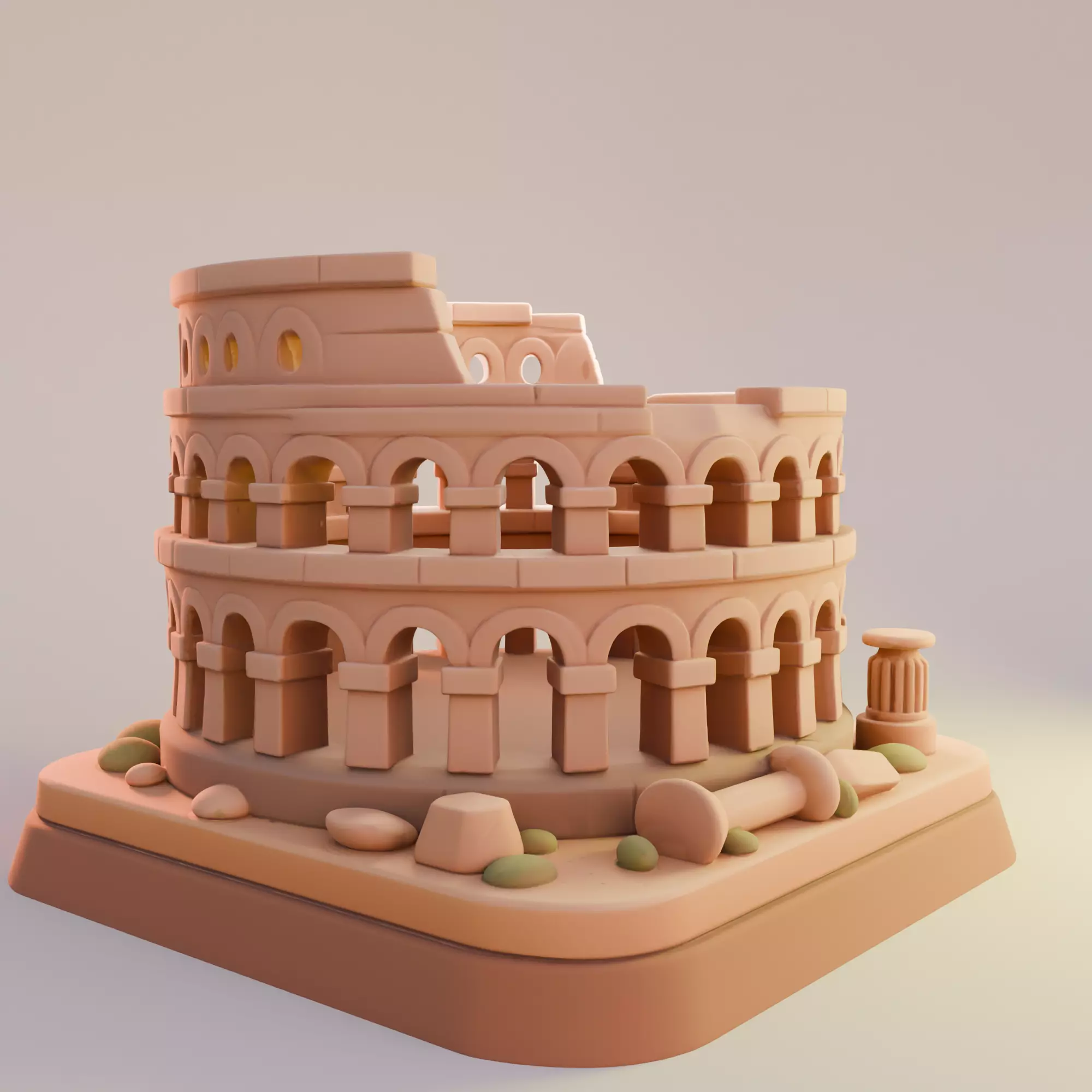 Rome Colosseum Cartoon Decorative Sculpture 3D print model_1