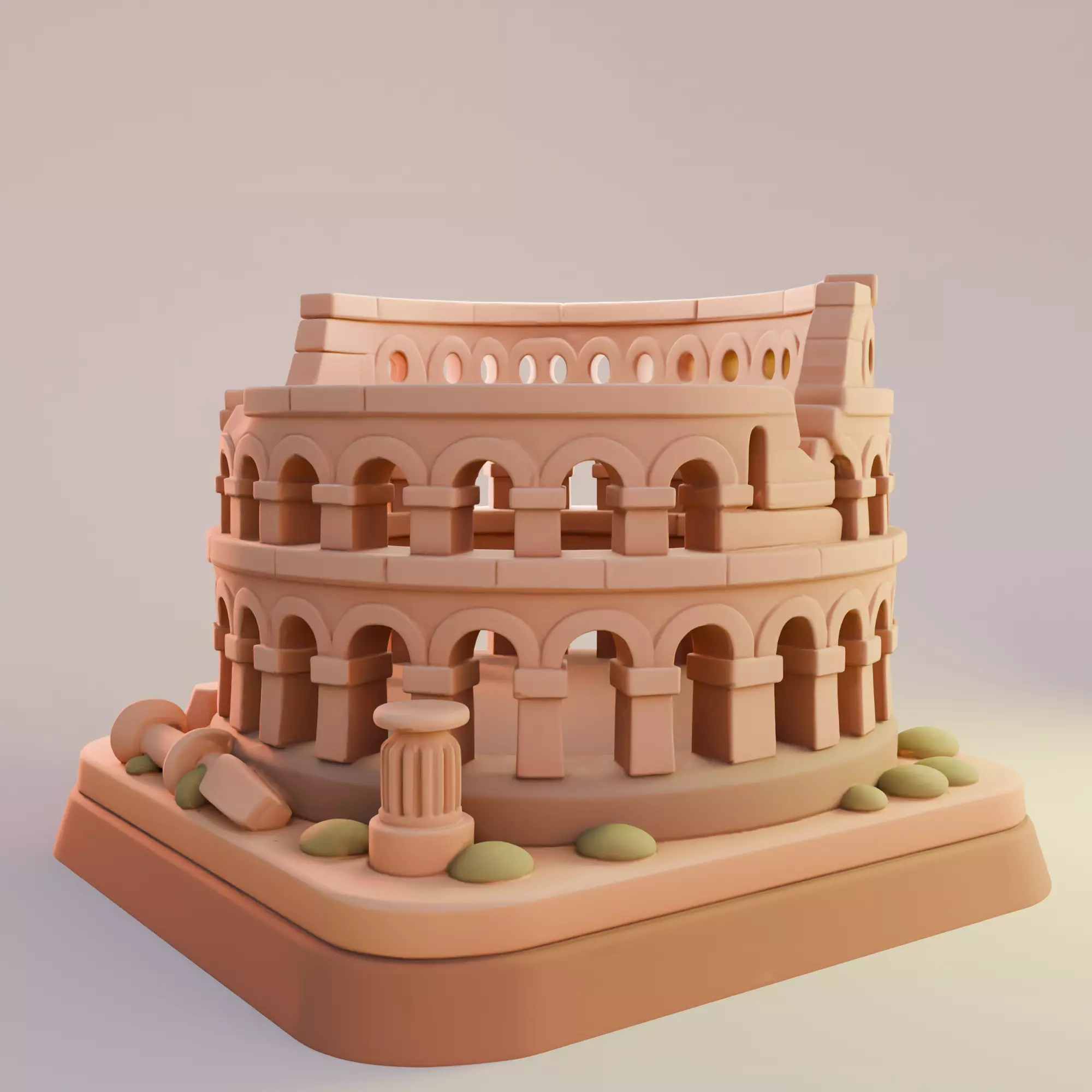 Rome Colosseum Cartoon Decorative Sculpture 3D print model_2