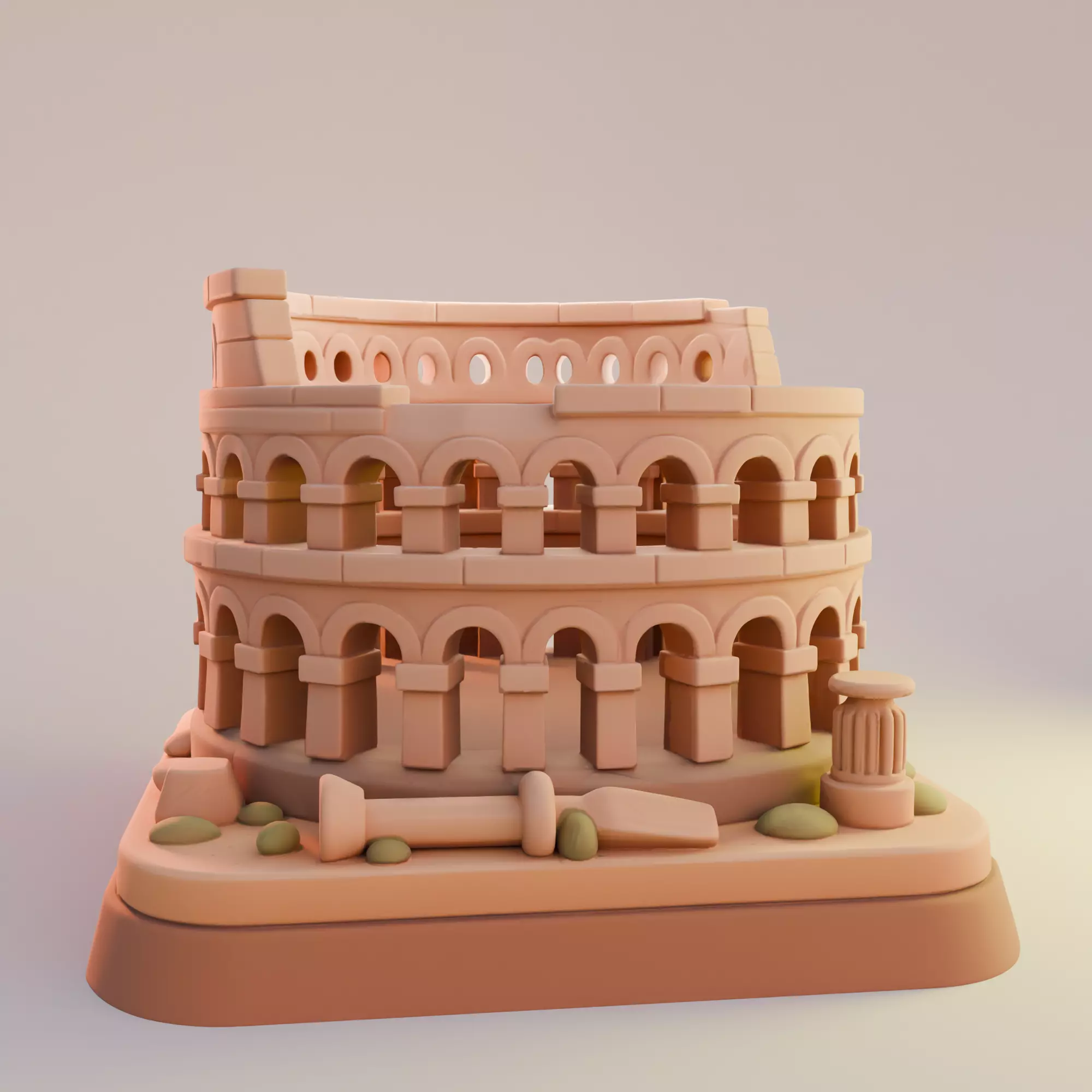 Rome Colosseum Cartoon Decorative Sculpture 3D print model_0