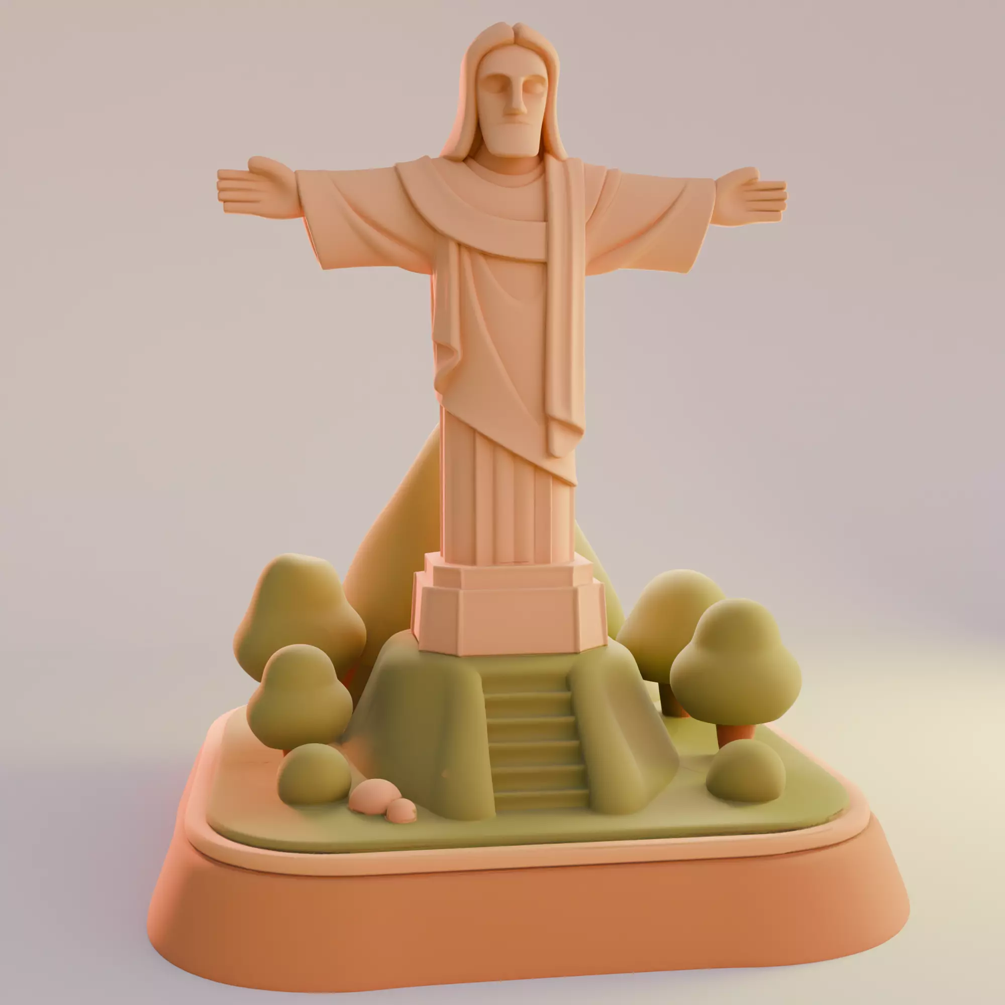 Christ the Redeemer Cartoon Decorative Sculpture 3D print model_0