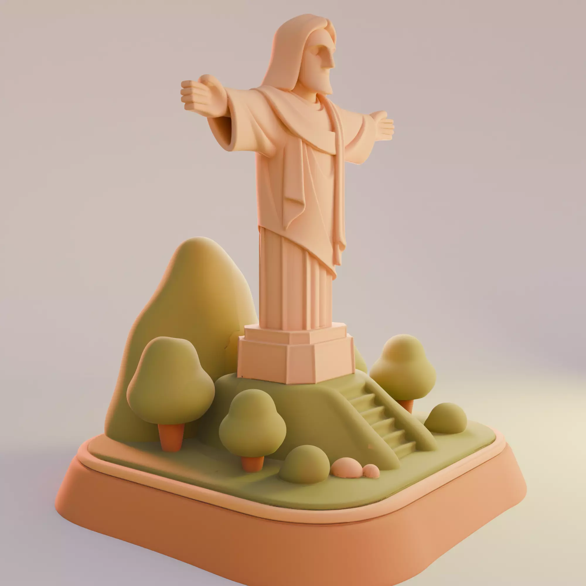 Christ the Redeemer Cartoon Decorative Sculpture 3D print model_1