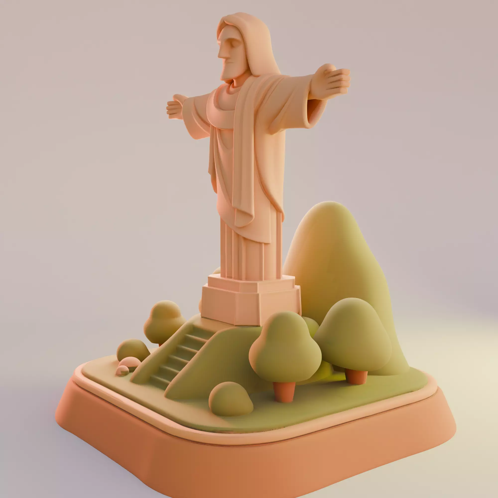 Christ the Redeemer Cartoon Decorative Sculpture 3D print model_2