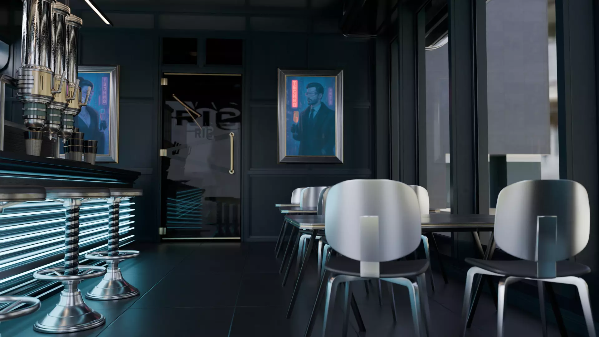 Cyberpunk Cafe n Bar - Interior Scene - Ricos 3D model_4