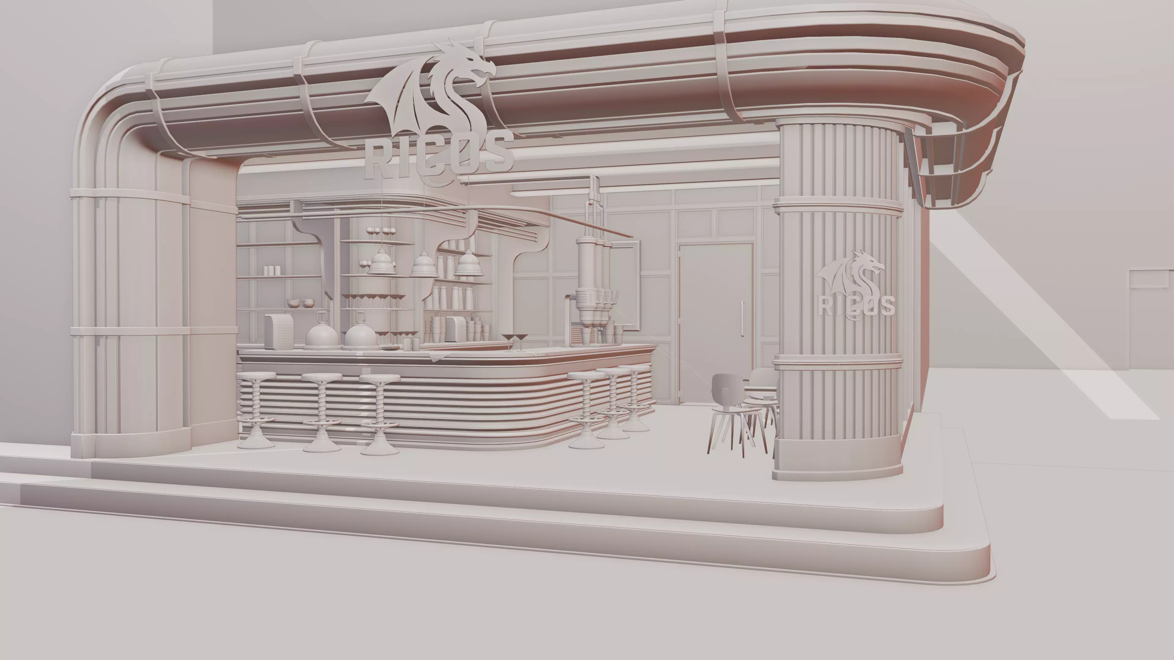 Cyberpunk Cafe n Bar - Interior Scene - Ricos 3D model_7