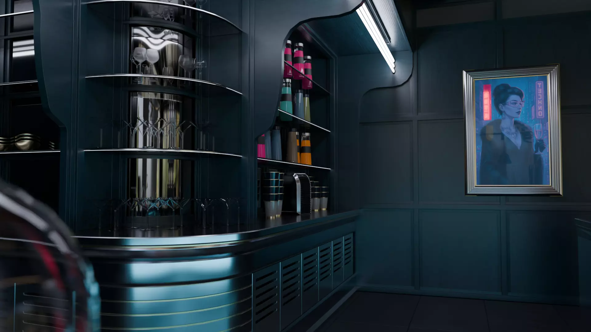 Cyberpunk Cafe n Bar - Interior Scene - Ricos 3D model_5