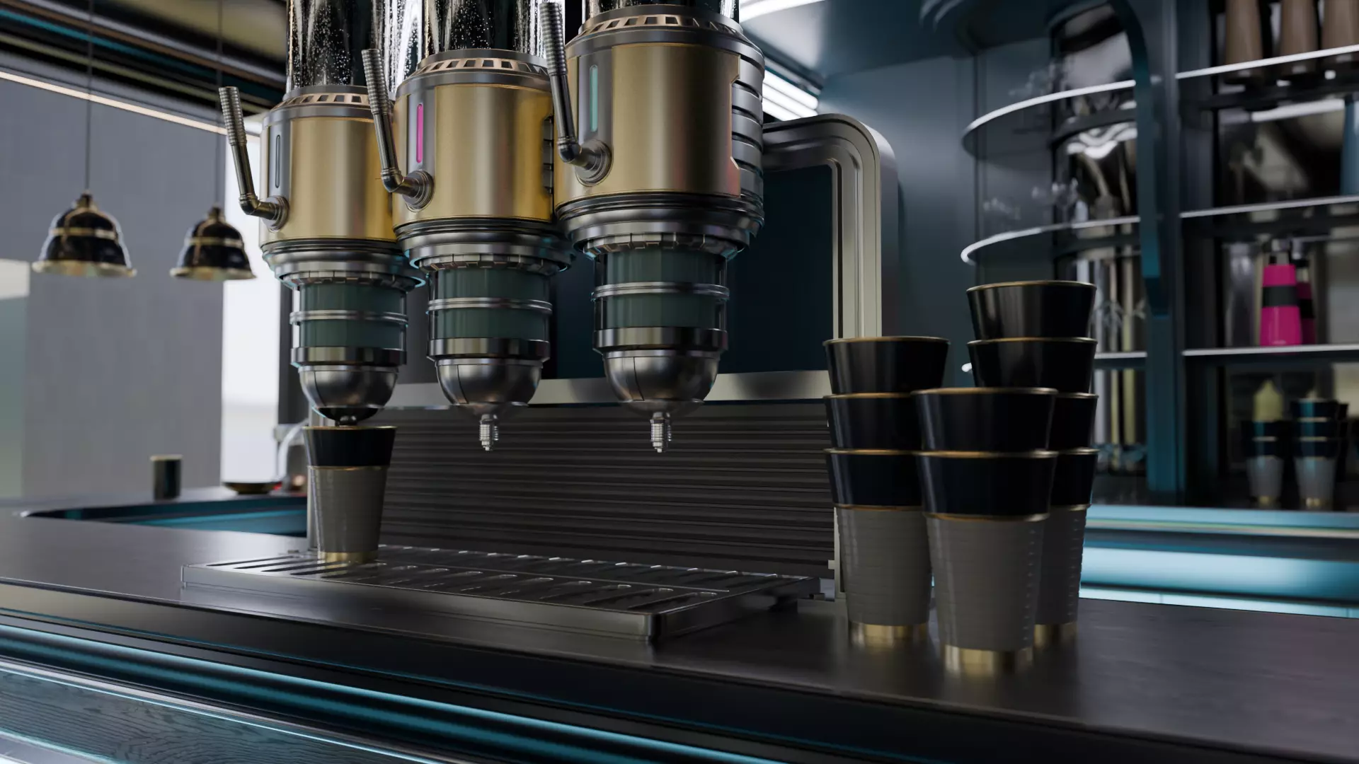 Cyberpunk Cafe n Bar - Interior Scene - Ricos 3D model_2