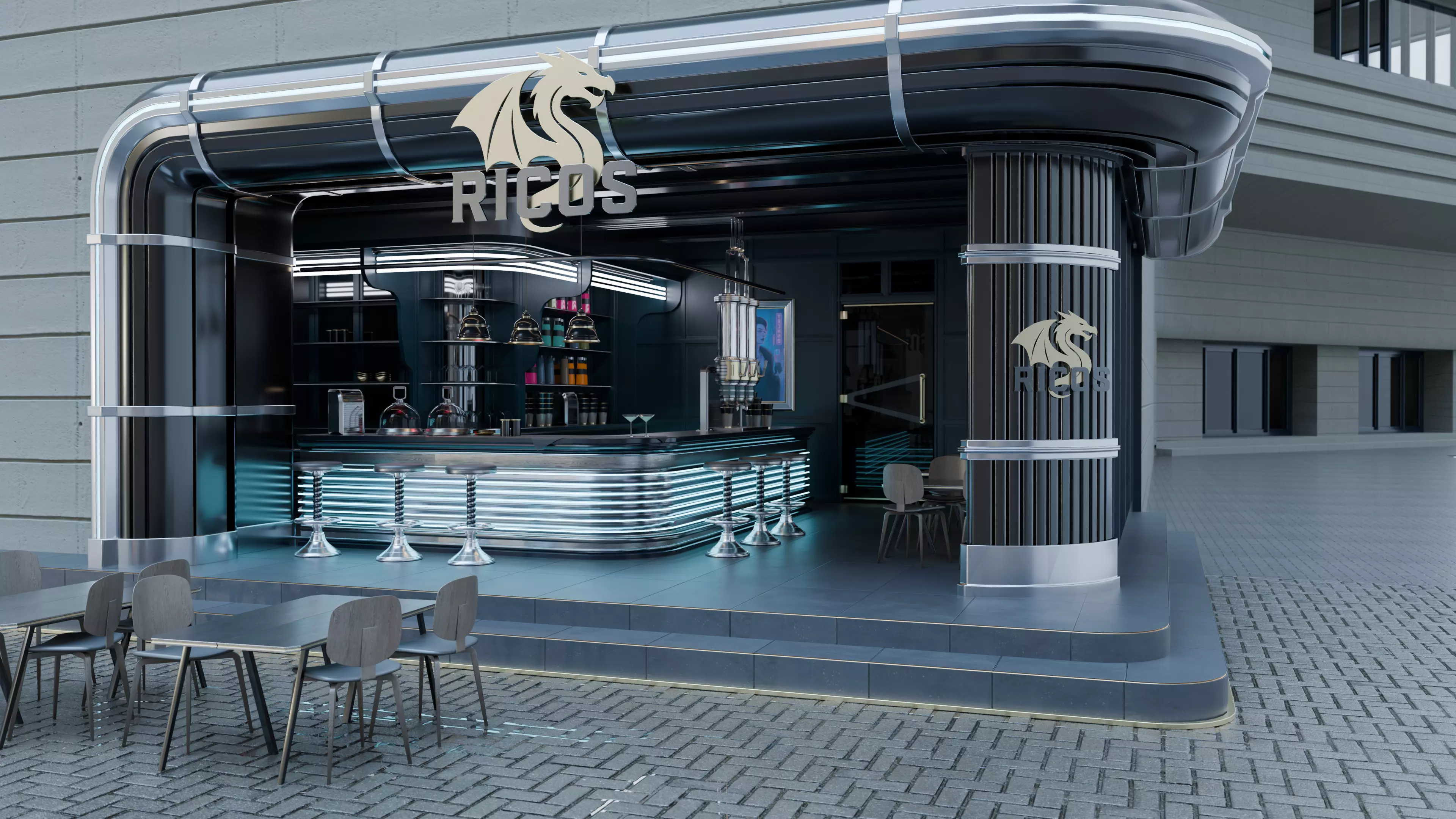 Cyberpunk Cafe n Bar - Interior Scene - Ricos 3D model_0