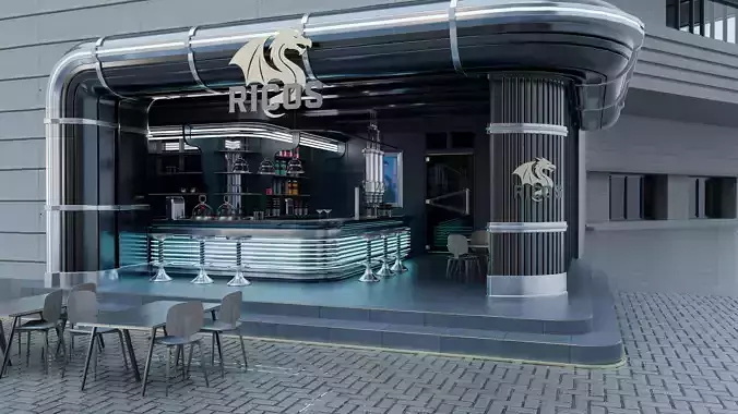 Cyberpunk Cafe n Bar - Interior Scene - Ricos 3D model