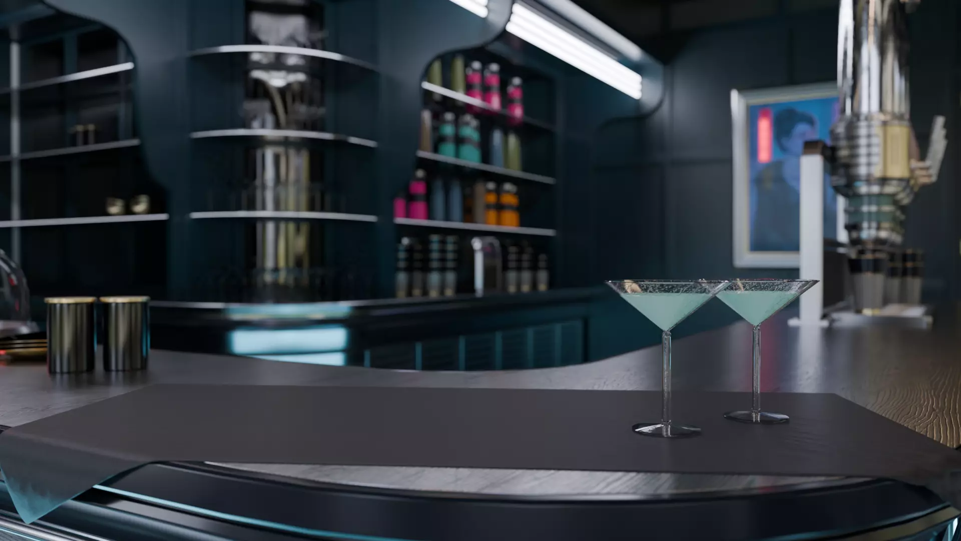 Cyberpunk Cafe n Bar - Interior Scene - Ricos 3D model_1