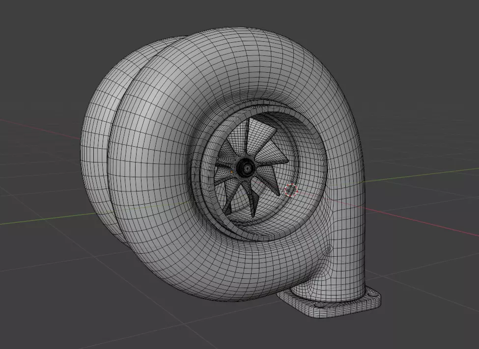 Turbocharger Low-poly 3D model_3