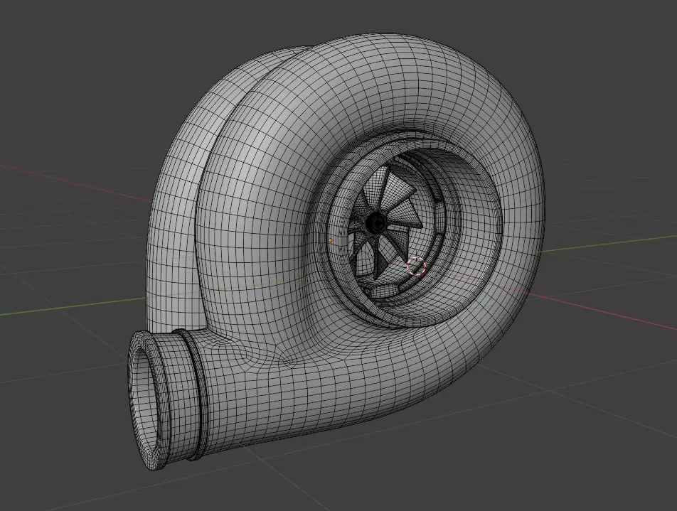 Turbocharger Low-poly 3D model_2