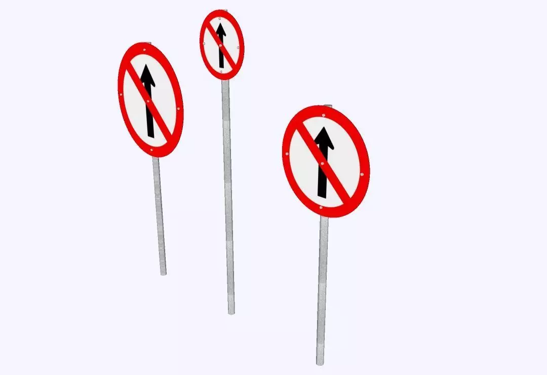 Brazilian Traffic Sign - R-3 No-Go 3D model_2