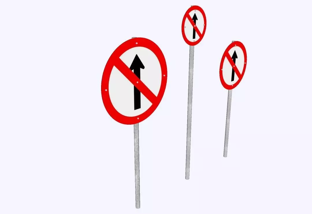 Brazilian Traffic Sign - R-3 No-Go 3D model_1