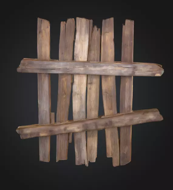 Rustic Timber Barrier is a rugged 3D wooden Low-poly 3D model_0