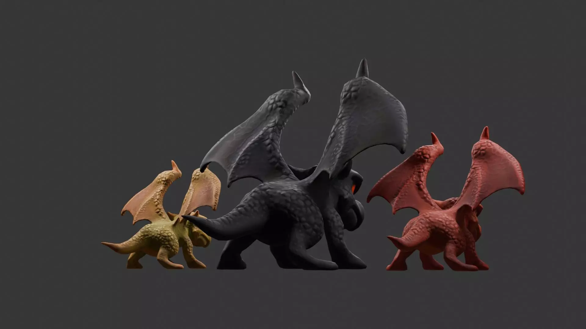 Stylized Dragon 3D Model Game Ready with 3 Texture Variations Low-poly 3D model_90