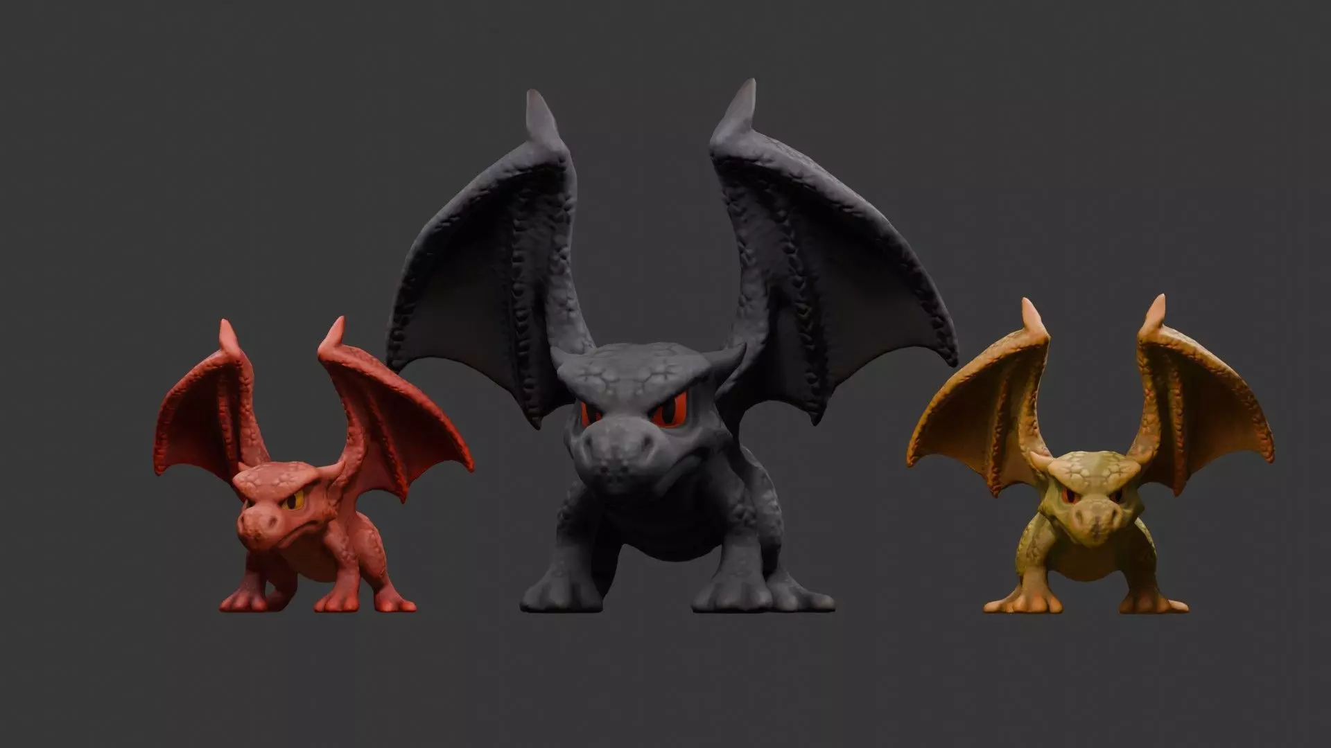 Stylized Dragon 3D Model Game Ready with 3 Texture Variations Low-poly 3D model_1