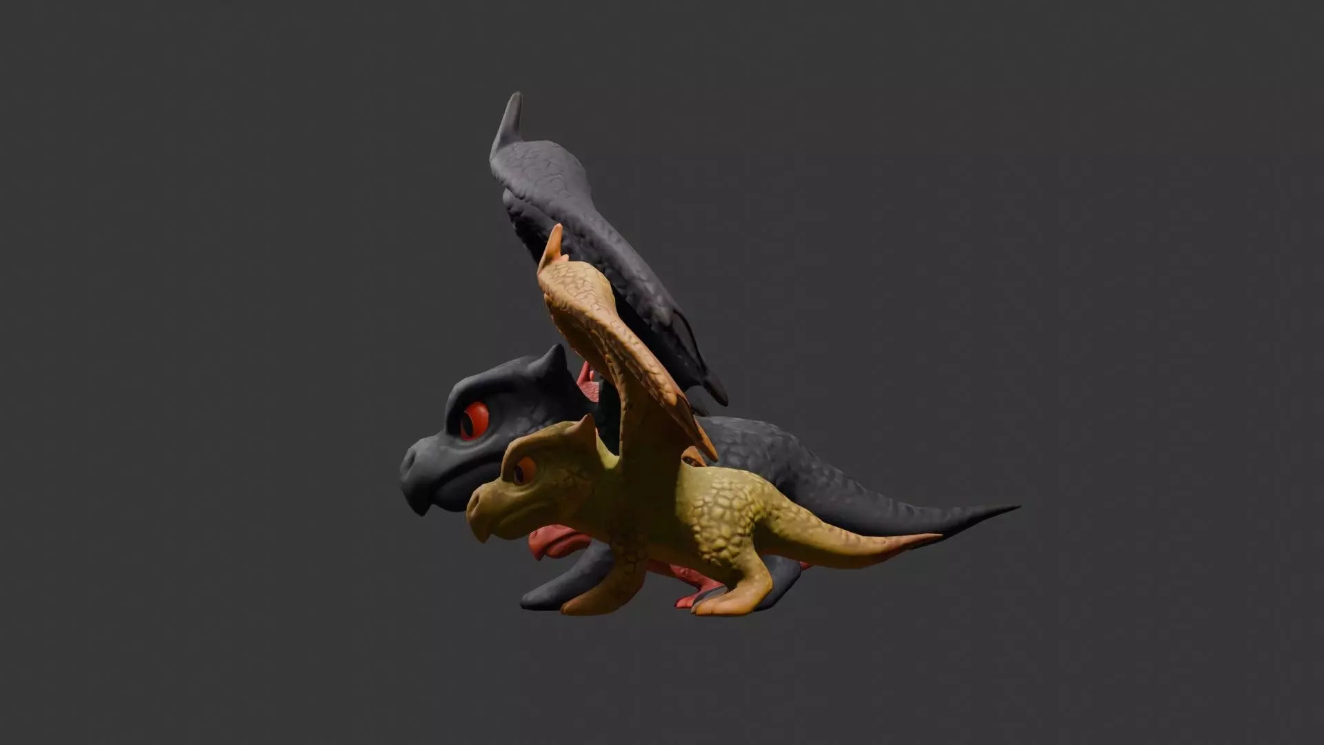 Stylized Dragon 3D Model Game Ready with 3 Texture Variations Low-poly 3D model_52