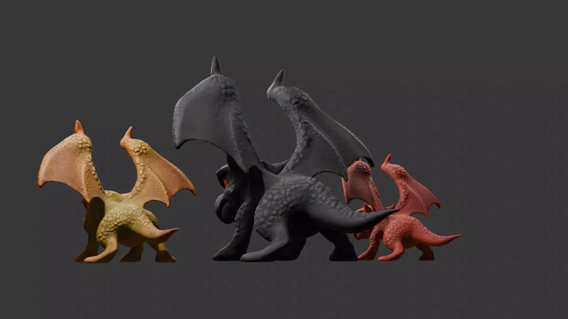 Stylized Dragon 3D Model Game Ready with 3 Texture Variations Low-poly 3D model_6
