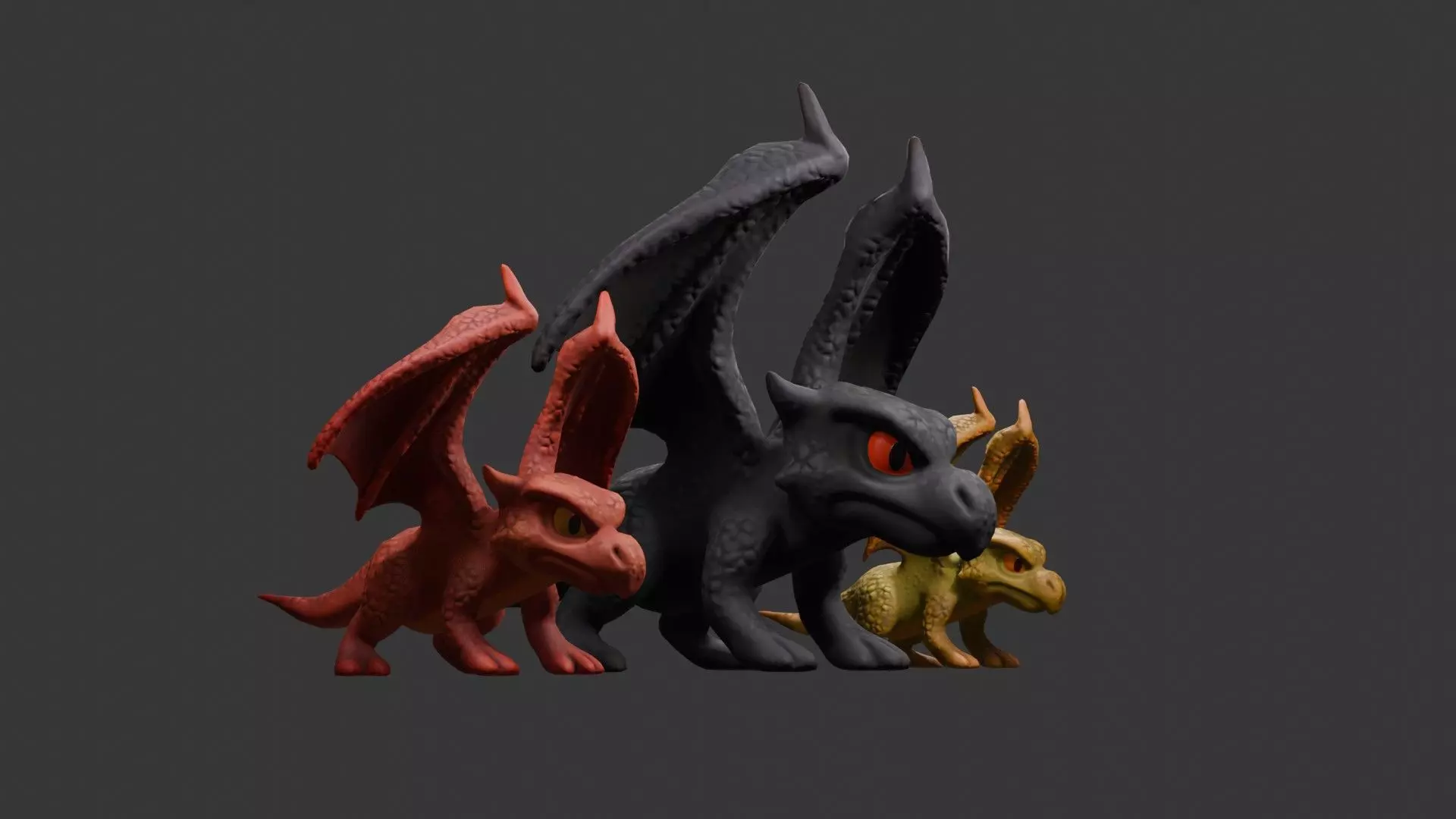Stylized Dragon 3D Model Game Ready with 3 Texture Variations Low-poly 3D model_18