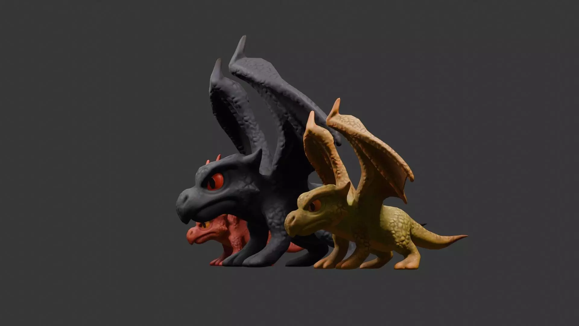 Stylized Dragon 3D Model Game Ready with 3 Texture Variations Low-poly 3D model_23