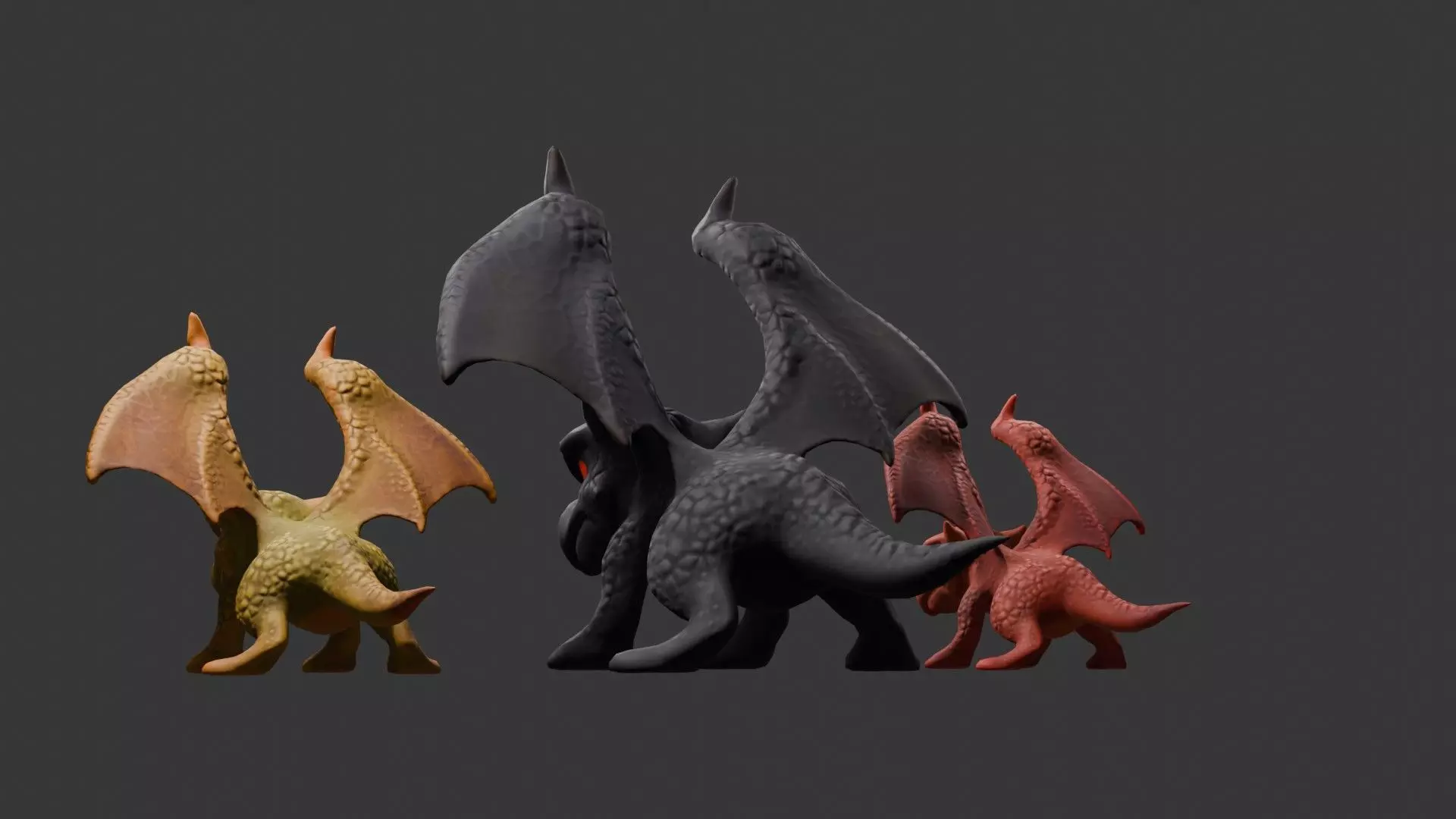 Stylized Dragon 3D Model Game Ready with 3 Texture Variations Low-poly 3D model_65