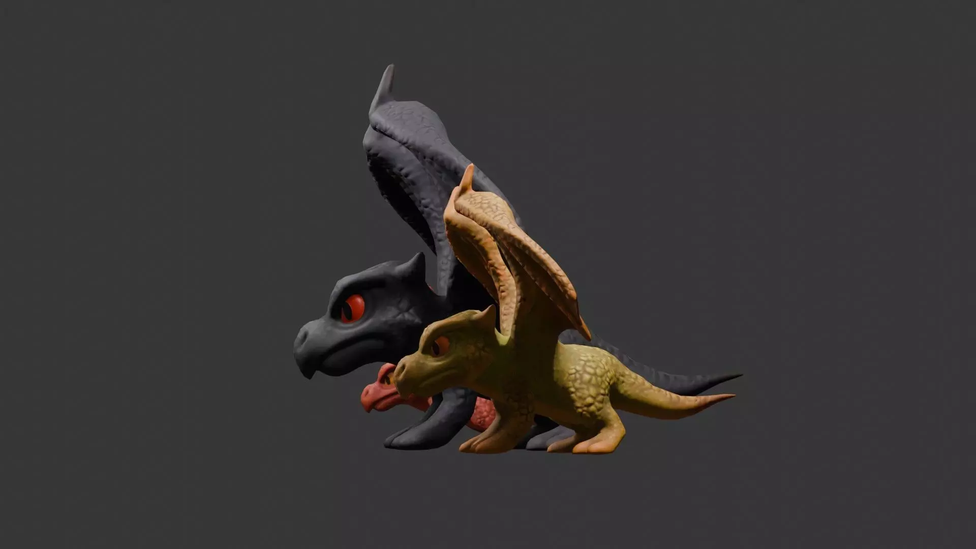 Stylized Dragon 3D Model Game Ready with 3 Texture Variations Low-poly 3D model_8