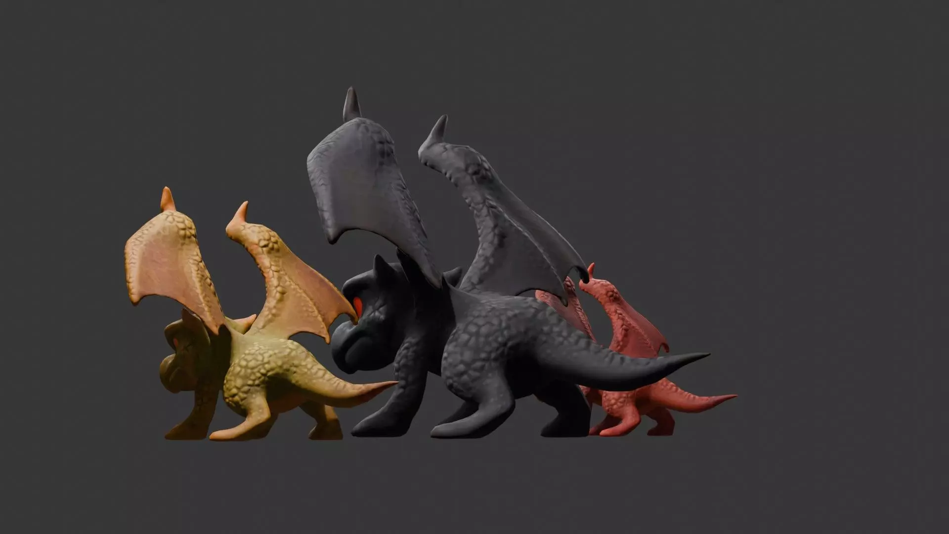 Stylized Dragon 3D Model Game Ready with 3 Texture Variations Low-poly 3D model_72