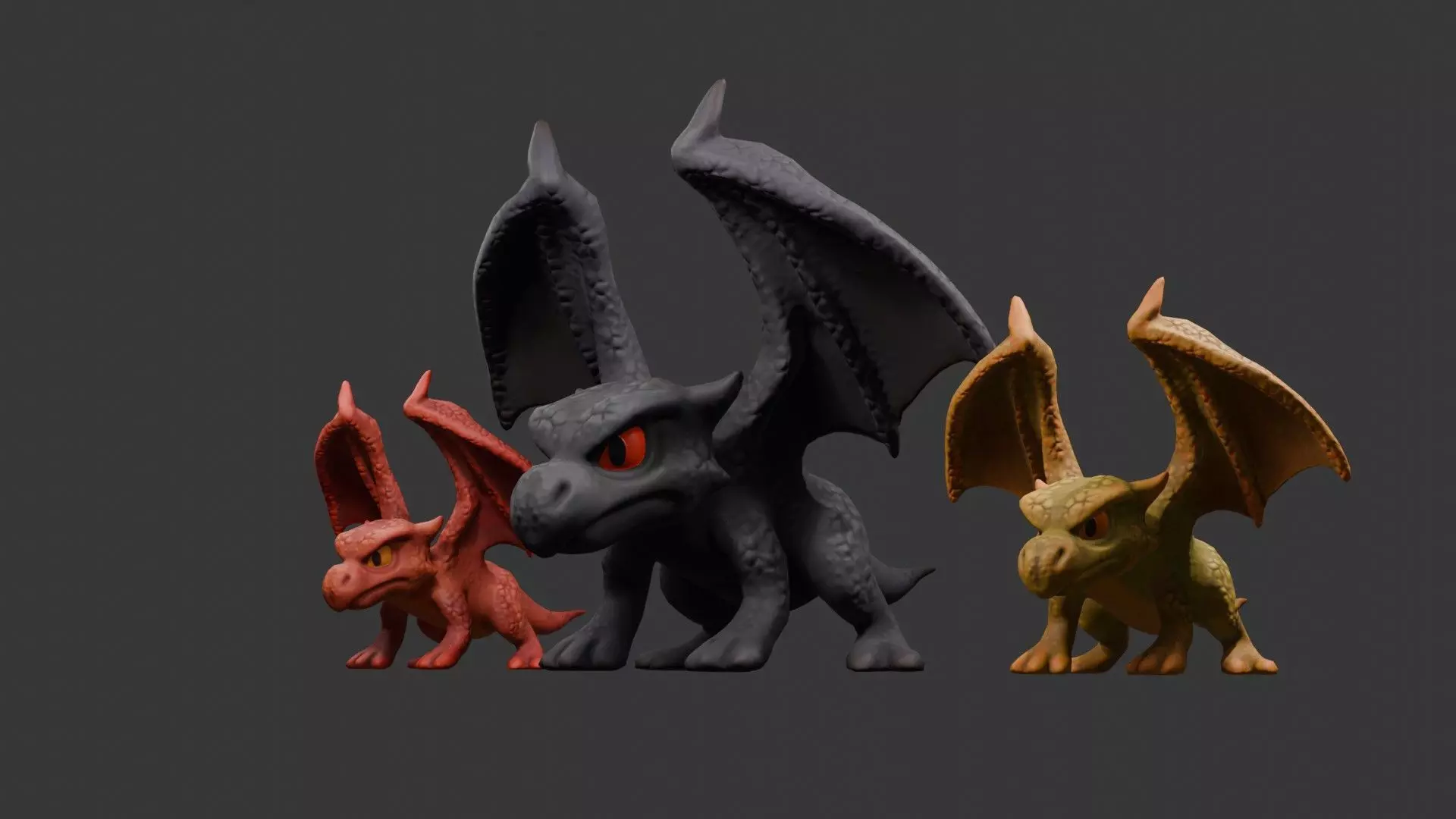 Stylized Dragon 3D Model Game Ready with 3 Texture Variations Low-poly 3D model_48