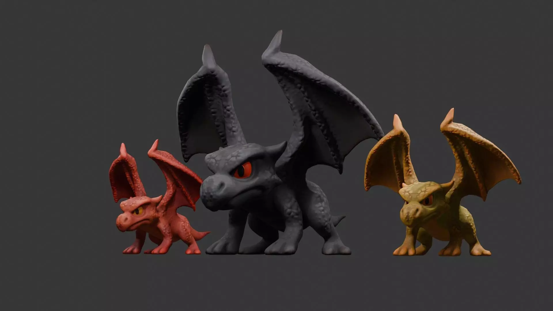 Stylized Dragon 3D Model Game Ready with 3 Texture Variations Low-poly 3D model_47
