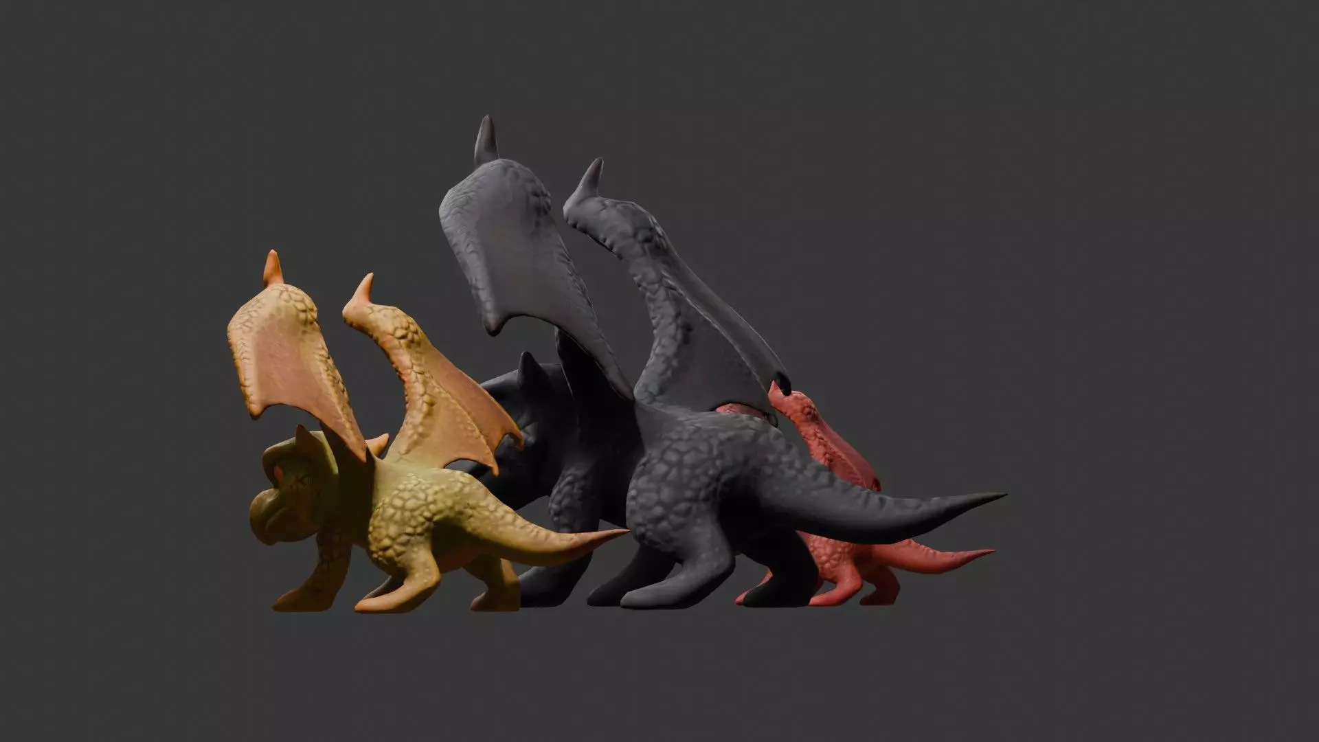 Stylized Dragon 3D Model Game Ready with 3 Texture Variations Low-poly 3D model_71