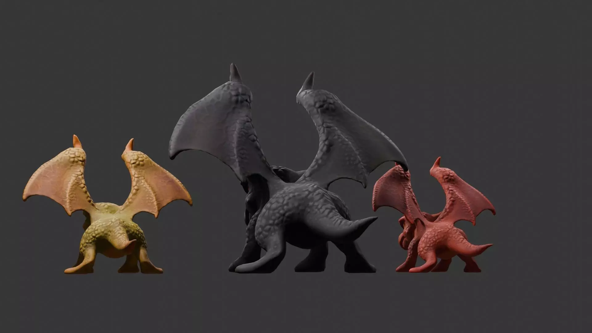 Stylized Dragon 3D Model Game Ready with 3 Texture Variations Low-poly 3D model_80