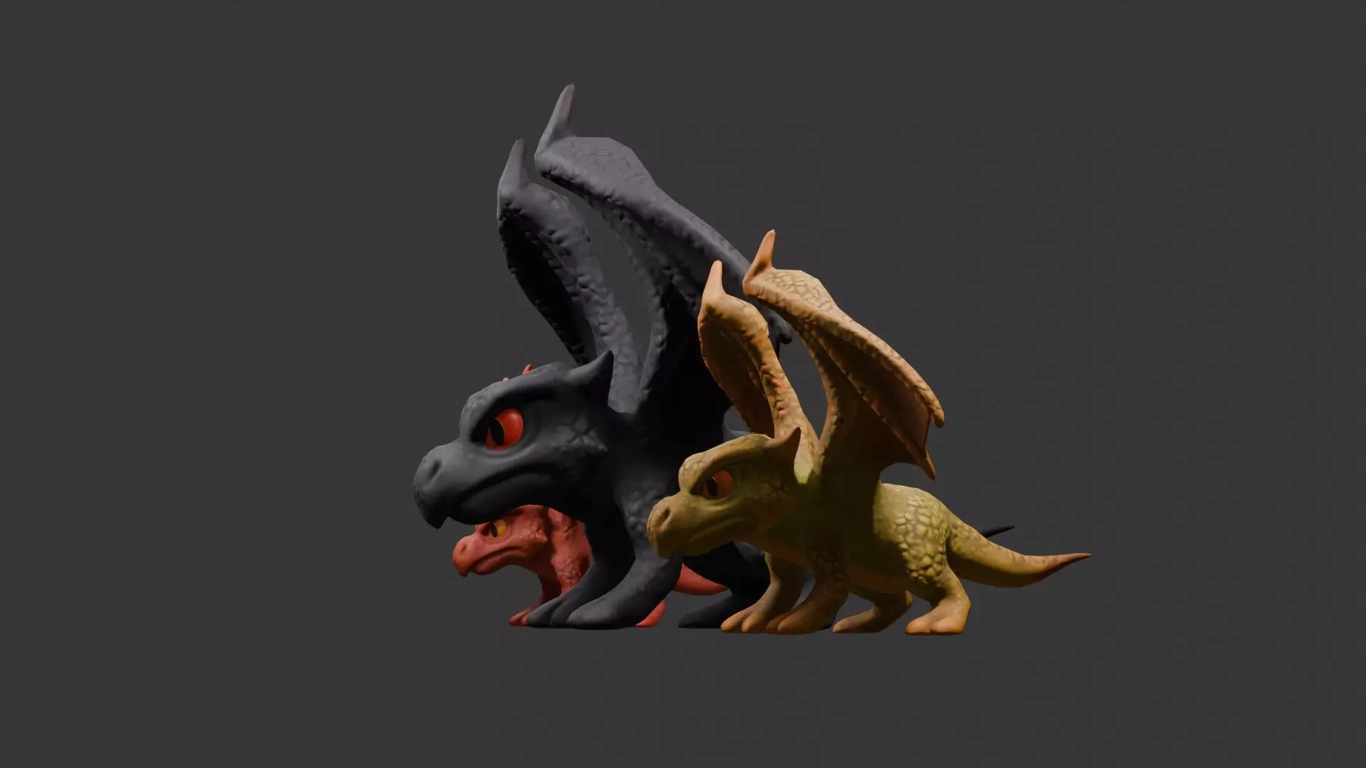 Stylized Dragon 3D Model Game Ready with 3 Texture Variations Low-poly 3D model_55