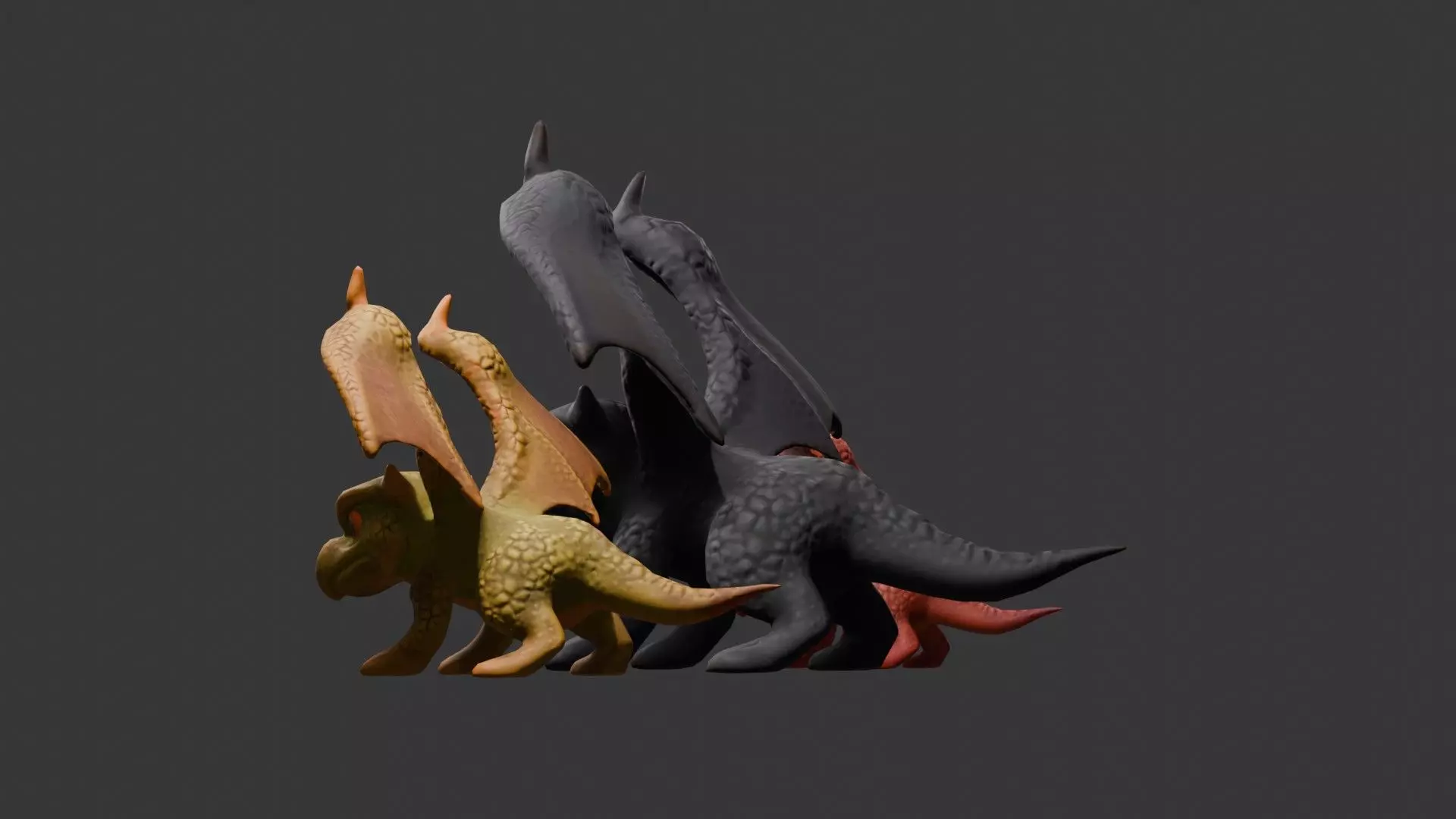 Stylized Dragon 3D Model Game Ready with 3 Texture Variations Low-poly 3D model_62
