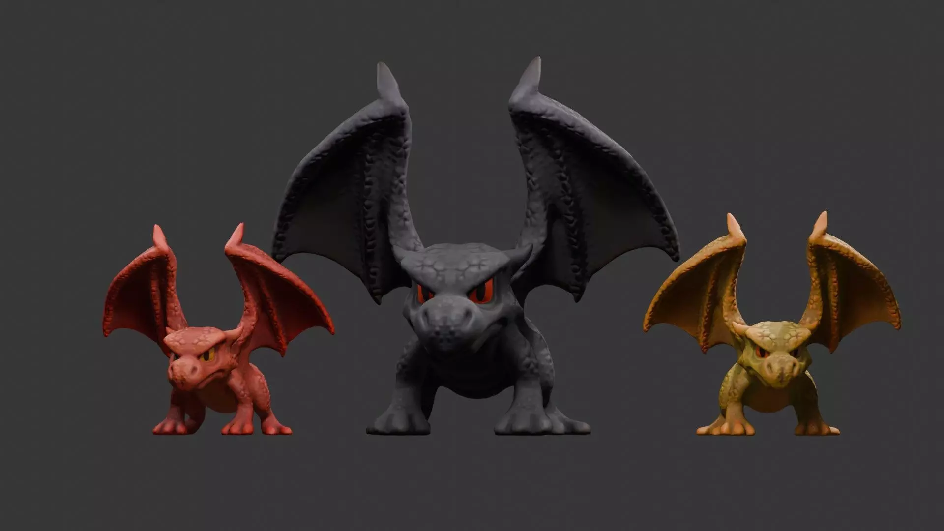 Stylized Dragon 3D Model Game Ready with 3 Texture Variations Low-poly 3D model_31