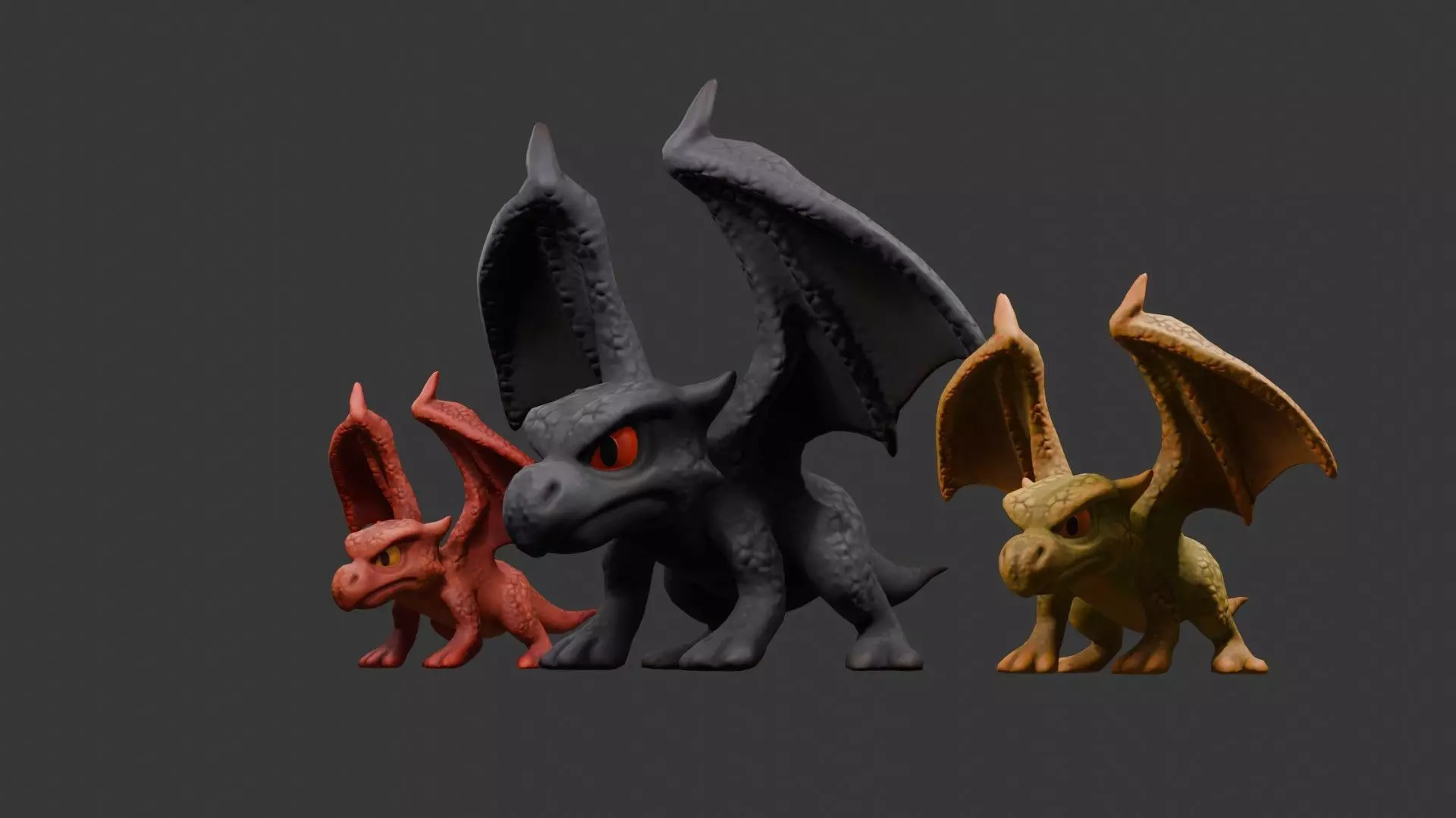 Stylized Dragon 3D Model Game Ready with 3 Texture Variations Low-poly 3D model_51