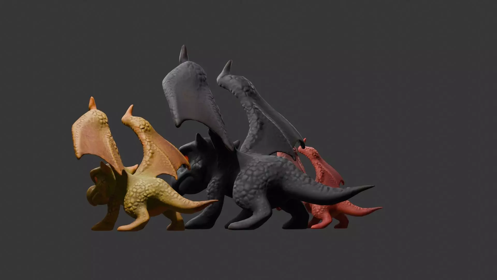 Stylized Dragon 3D Model Game Ready with 3 Texture Variations Low-poly 3D model_85