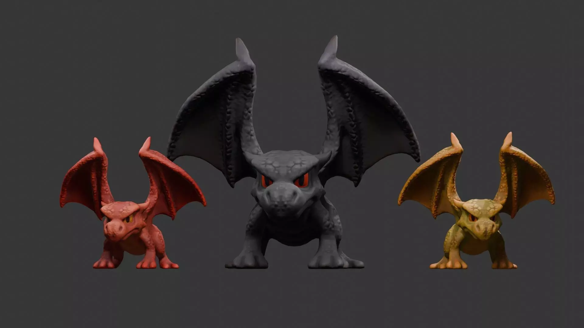 Stylized Dragon 3D Model Game Ready with 3 Texture Variations Low-poly 3D model_29